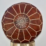 Moroccan Leather Pouffe, Chestnut Ottoman
