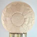 Moroccan Leather Pouffe, Natural Untreated Ottoman