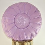 Moroccan Leather Pouffe, Light Purple Ottoman