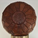 Moroccan Leather Pouffe, CHESTNUT BROWN Pouffe