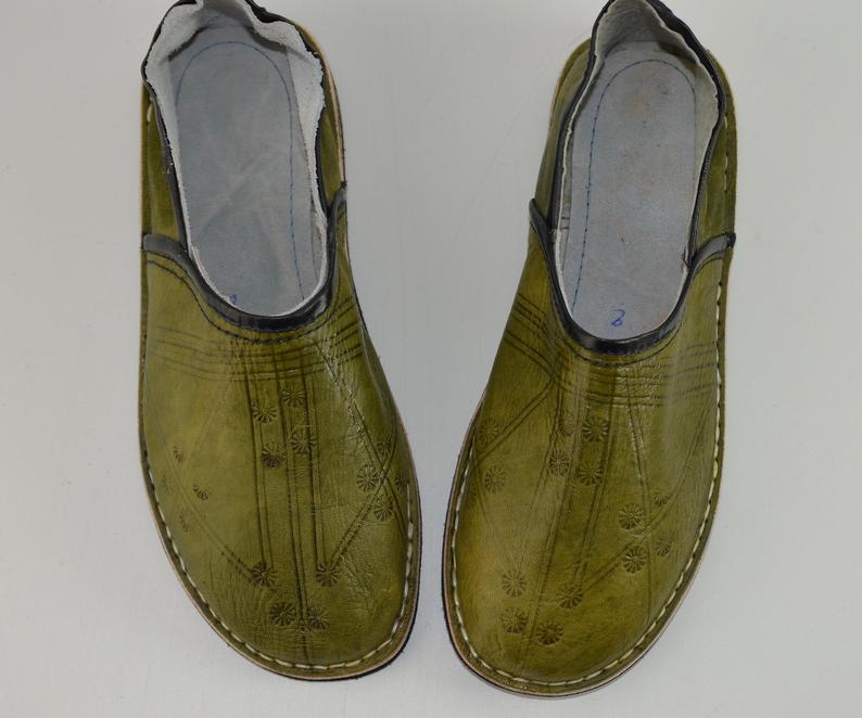 Moroccan Babouche Shoes,Green - Marrakeshop
