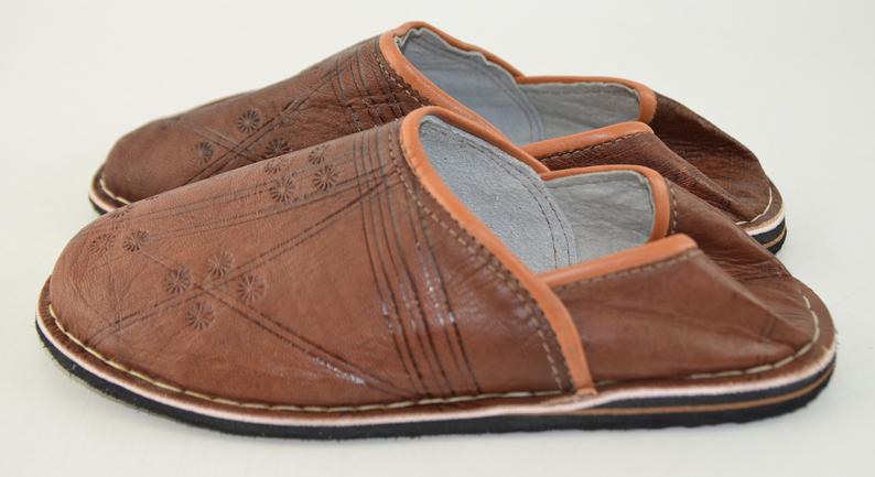 Mens Moroccan Babouche Shoes,Tan Brown Slippers - Image 5