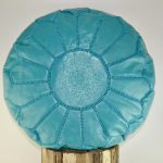 Moroccan Leather Pouffe, Teal Pouffe Ottoman