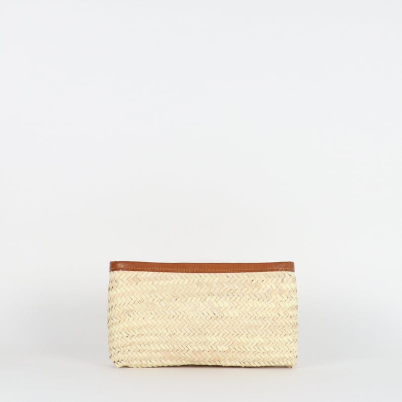 Handwoven Straw Clutch Bag with Zipper - Image 5
