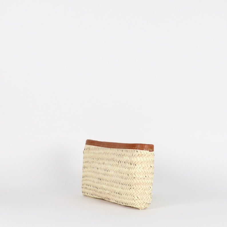 Handwoven Straw Clutch Bag with Zipper - Image 6