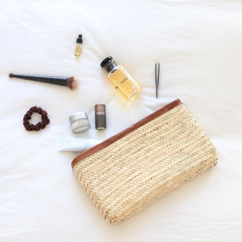 Handwoven Straw Clutch Bag with Zipper - Image 7
