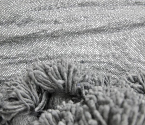 moroccan Dark Grey pom pom blanket